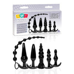 Try - Curious 6 Piece Anal Plug Butt Plug Kit Black - Mr and Mrs D's