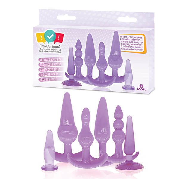 Try - Curious Purple Anal Butt Plug Kit - Mr and Mrs D's