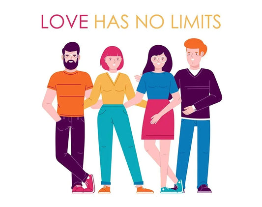 Love has no limits: 2 couples standing together suggesting a polyamorous relationship