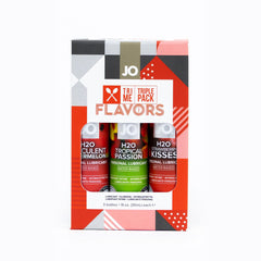 JO Tri-Me Triple Pack Flavours Gift Set - Strawberry, Watermelon and Tropic Passion Flavoured Lubes - 3 Pack