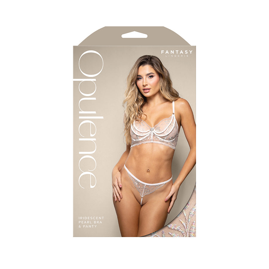 OPULENCE Iridescent Pearl Bra & Panty - White - S/M