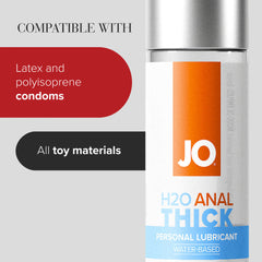 JO H2O Anal Thick Lube - 240 mL - Thick Water Based Anal Lubricant - 240 ml Bottle