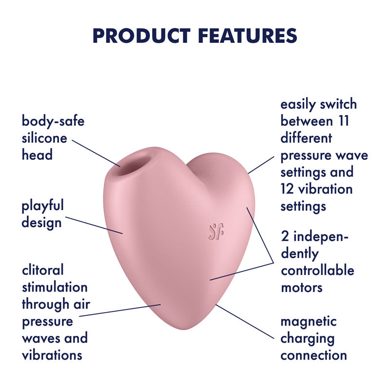 Satisfyer Cutie Heart Air-Pulse Vibrator - Light Red