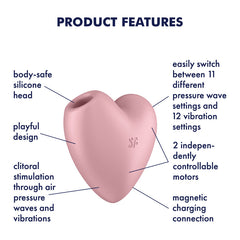 Satisfyer Cutie Heart Air-Pulse Vibrator - Light Red