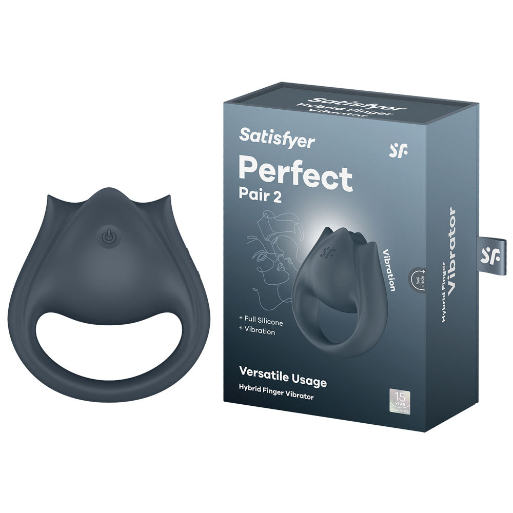 Satisfyer Perfect Pair 2 - Grey USB Rechargeable Vibrating Couples Ring Finger Vibrator