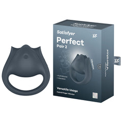 Satisfyer Perfect Pair 2 - Grey USB Rechargeable Vibrating Couples Ring Finger Vibrator