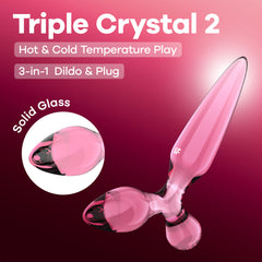 Satisfyer Triple Crystal 2 - Pink - Pink Glass 3-in-1 Butt Plug