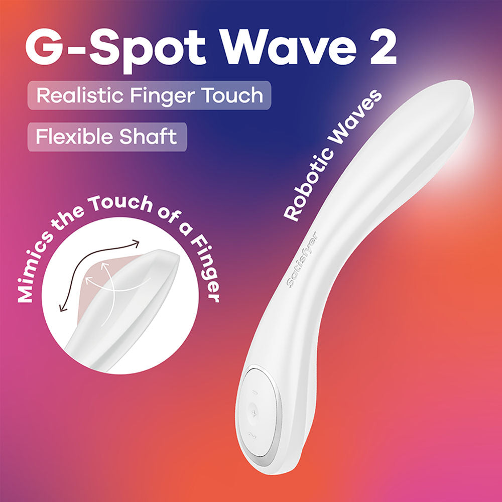 Satisfyer G-Spot Wave 2 - White - White 23.6 cm USB Rechargeable Flicking Tip Vibrator