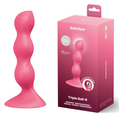 Pink 'Triple Ball-R' product by Satisfyer with packaging on a white background