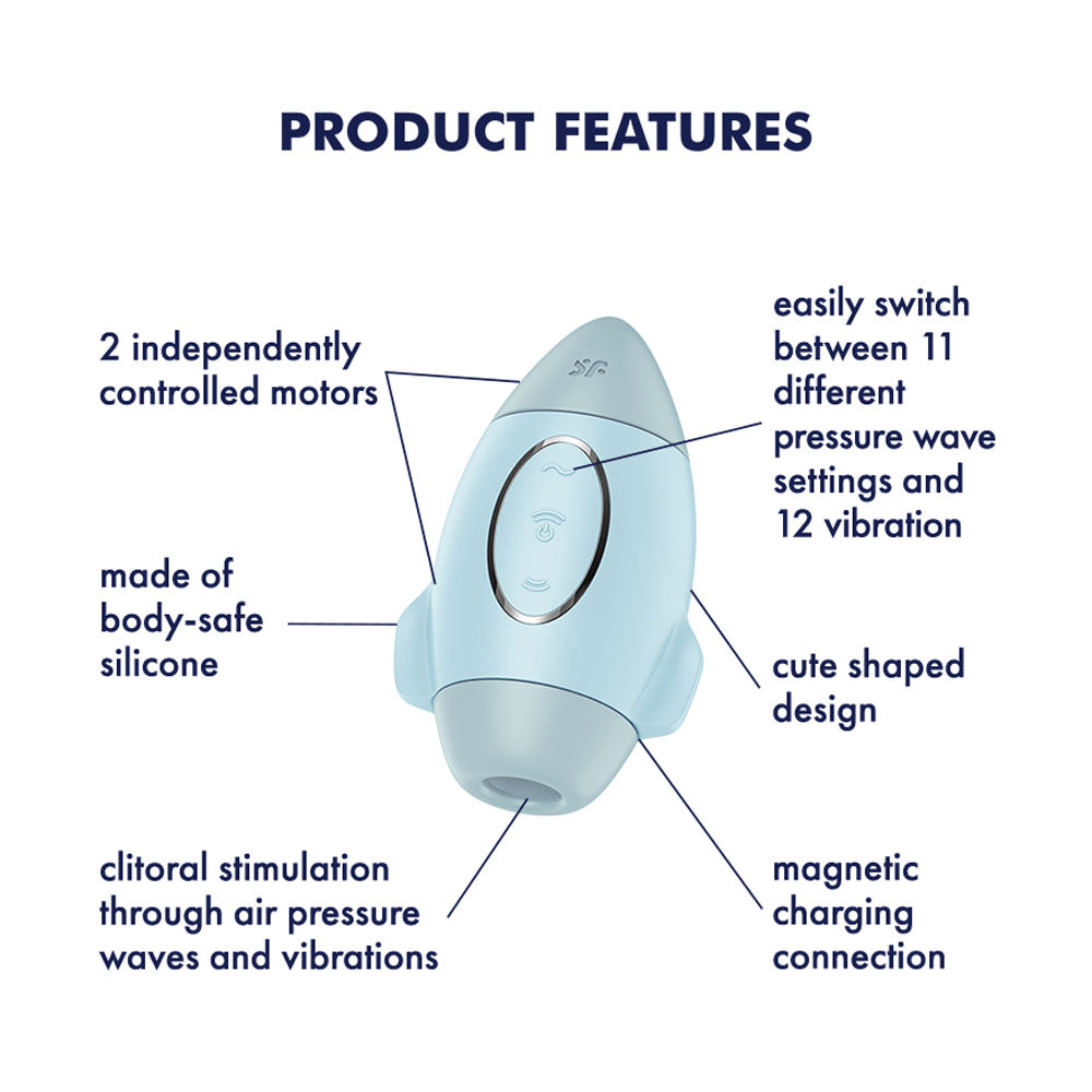 Satisfyer Mission Control Clitoris Stimulator Vibrator - Blue