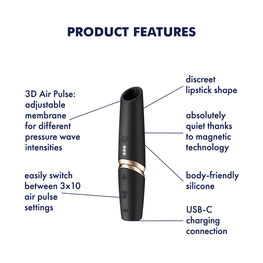 Satisfyer Perfect Kiss - Air Pulse Stimulator Vibrator Black