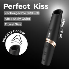Satisfyer Perfect Kiss - Air Pulse Stimulator Vibrator Black