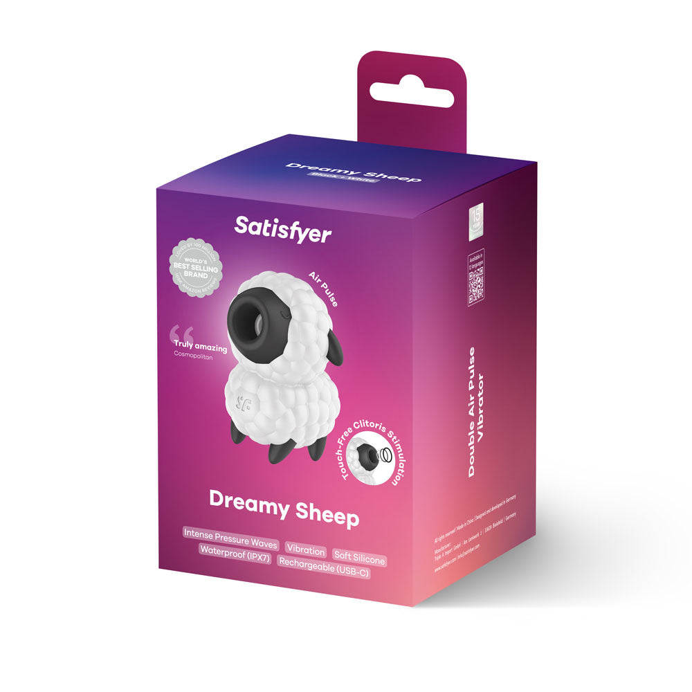Satisfyer Dreamy Sheep - White/Black USB Rechargeable Vibrating Air Pulse Stimulator