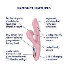 Satisfyer Pro + G-Spot - Pink - Rose Pink 22 cm USB-C Rechargeable Rabbit Vibrator with Touch-Free Clitoral Stimulator