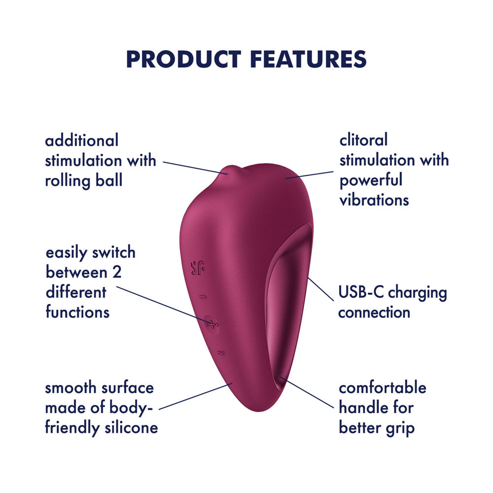 Satisfyer Delighterrr - Berry USB-C Rechargeable Stimulator with Rolling Ball