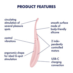 Satisfyer Tip Tease - Rose - Rose USB Rechargeable Vibrator with Twirling Tip