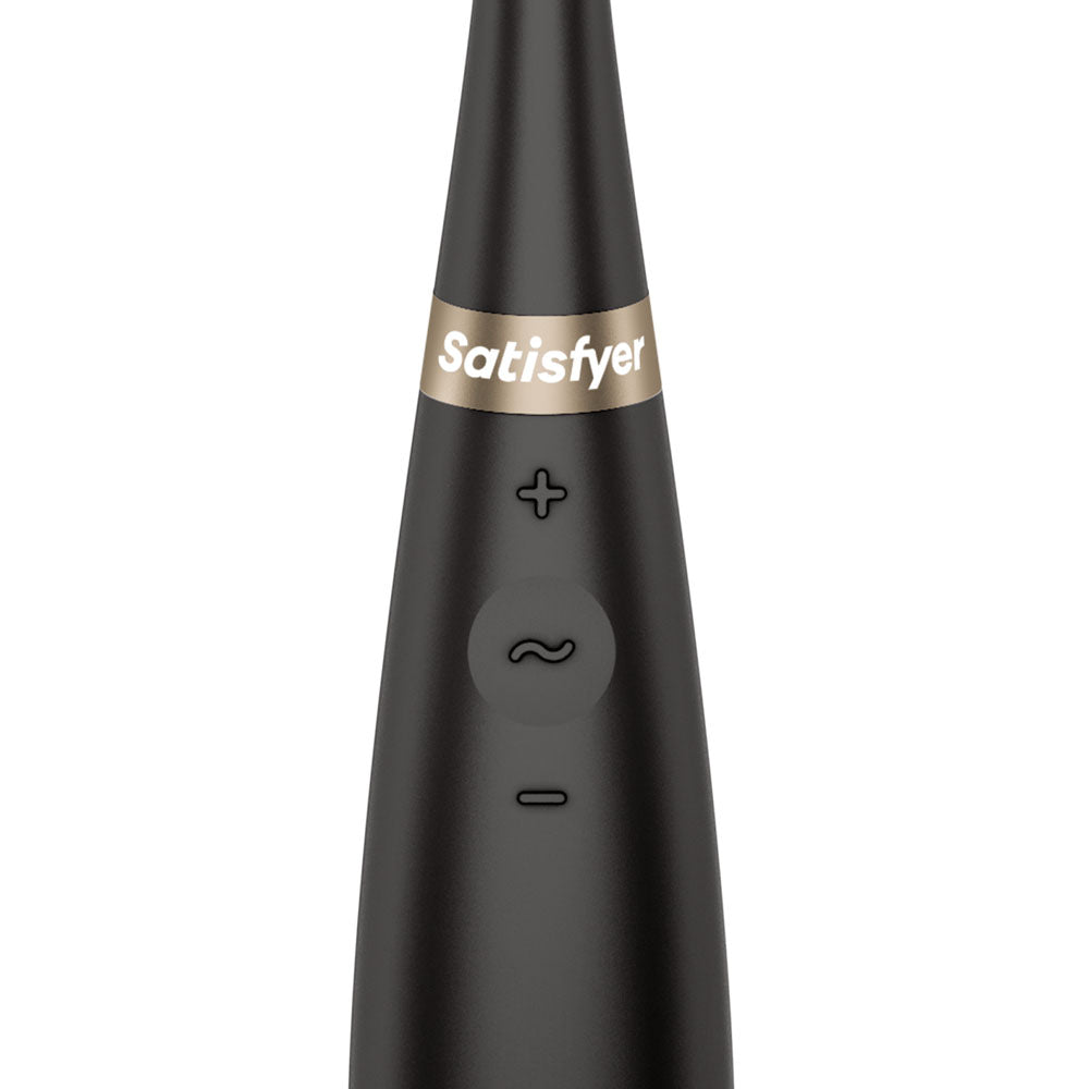 Satisfyer Tip Tease - Black - Black USB Rechargeable Vibrator with Twirling Tip