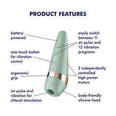 Satisfyer Pro 3+ Battery Series - Mint - Mint Green Air Pulse Clitoral Stimulator with Vibration