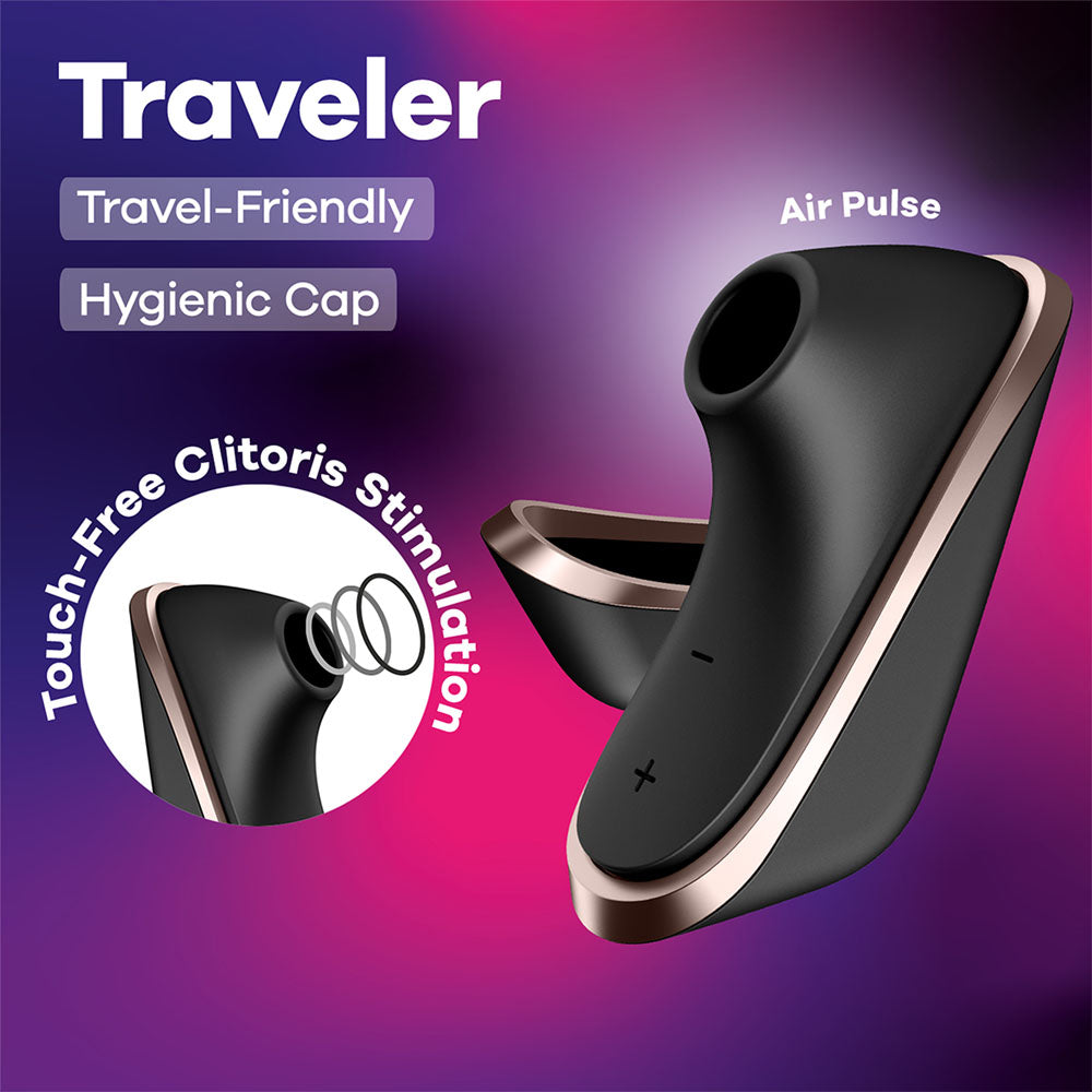 Satisfyer Traveler - Black - Black USB Rechargeable Air Pulse Clitoral Stimulator