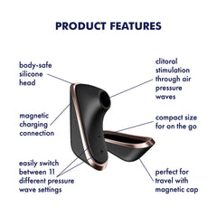 Satisfyer Traveler - Black - Black USB Rechargeable Air Pulse Clitoral Stimulator