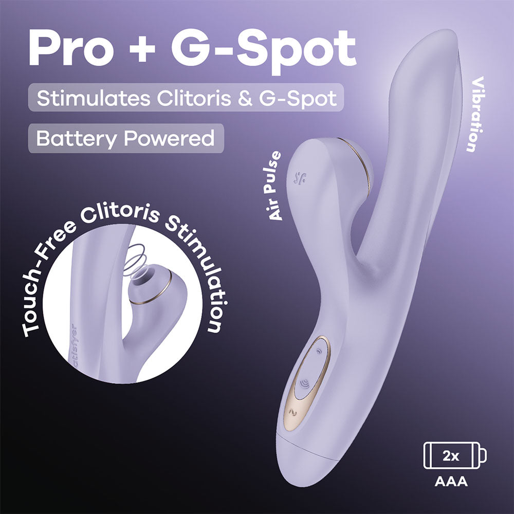 Satisfyer Pro + G-Spot - Battery Series - Lavender Vibrator with Air Pulse Clitoral Stimulator