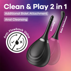 Satisfyer Clean & Play 2-in-1 - Black Unisex Douche with 2 Nozzles