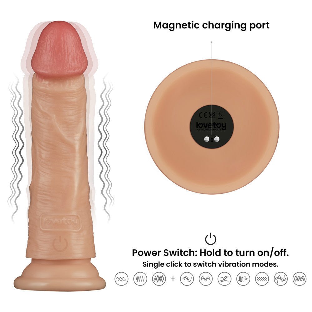 7 Inch Power Basics Vibrating Dong - Flesh 18 cm USB Rechargeable - DONGS - Mr and Mrs D's