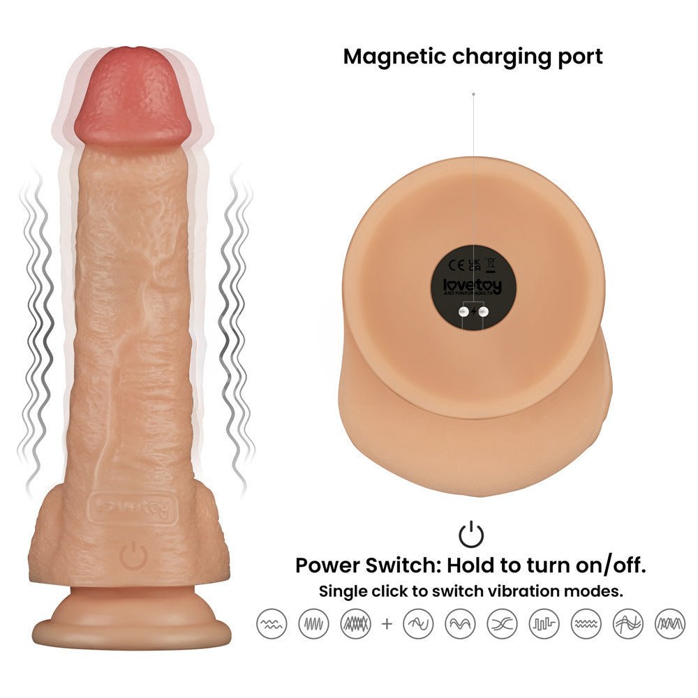 8 Inch Power Basics Vibrating Dong - Flesh 20 cm USB Rechargeable - DONGS - Mr and Mrs D's