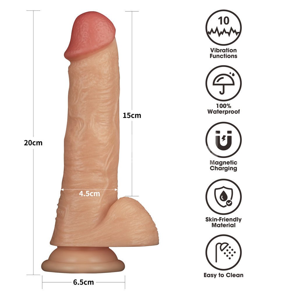 8 Inch Power Basics Vibrating Dong - Flesh 20 cm USB Rechargeable - DONGS - Mr and Mrs D's