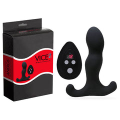 Black electronic device with digital display and packaging labeled 'VICE2' on a white background