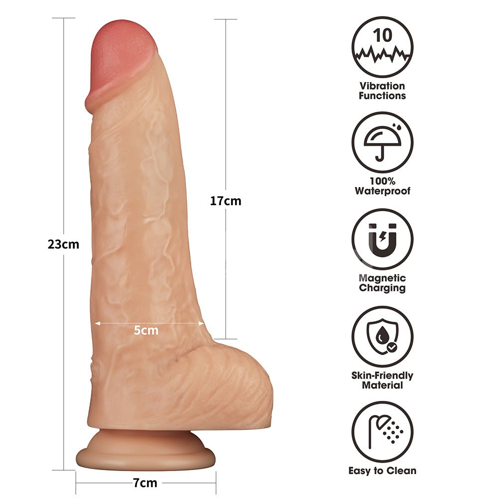 9 Inch Power Basics Vibrating Dong - Flesh 23 cm USB Rechargeable - DONGS - Mr and Mrs D's