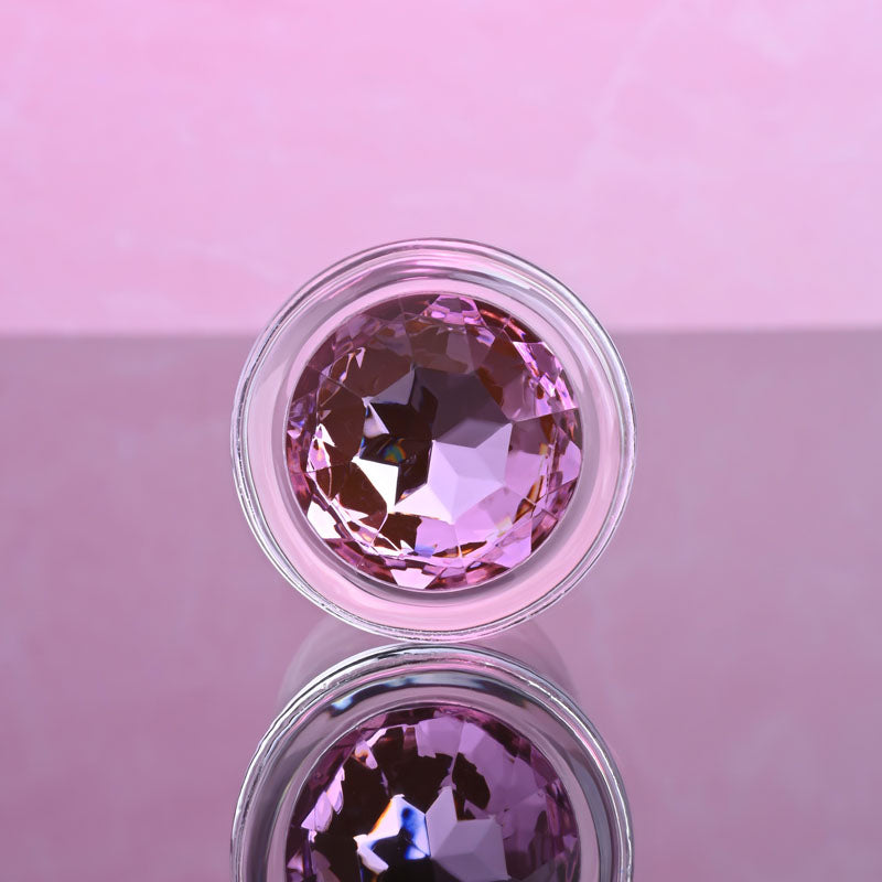 Adam & Eve PINK GEM BUTT GLASS PLUG MEDIUM