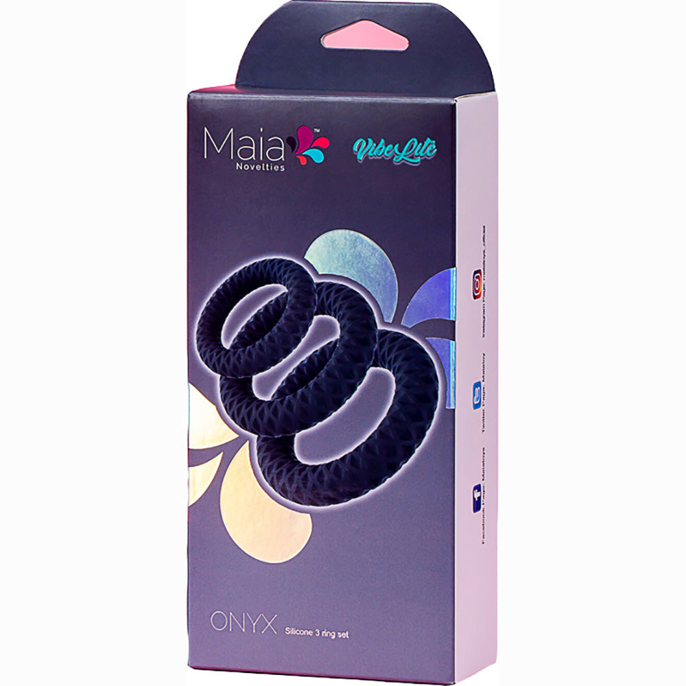 Maia ONYX Cock Ring Set - Grey