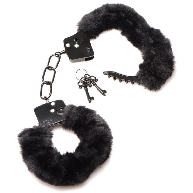 Master Series Cuffed in Fur Handcuffs - Black