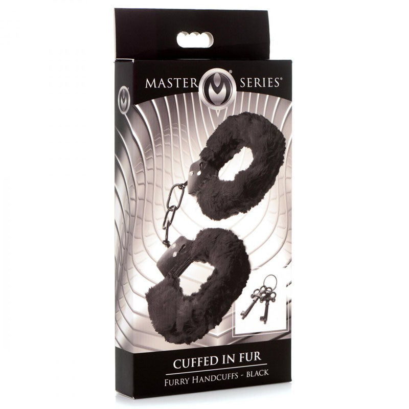 Master Series Cuffed in Fur Handcuffs - Black