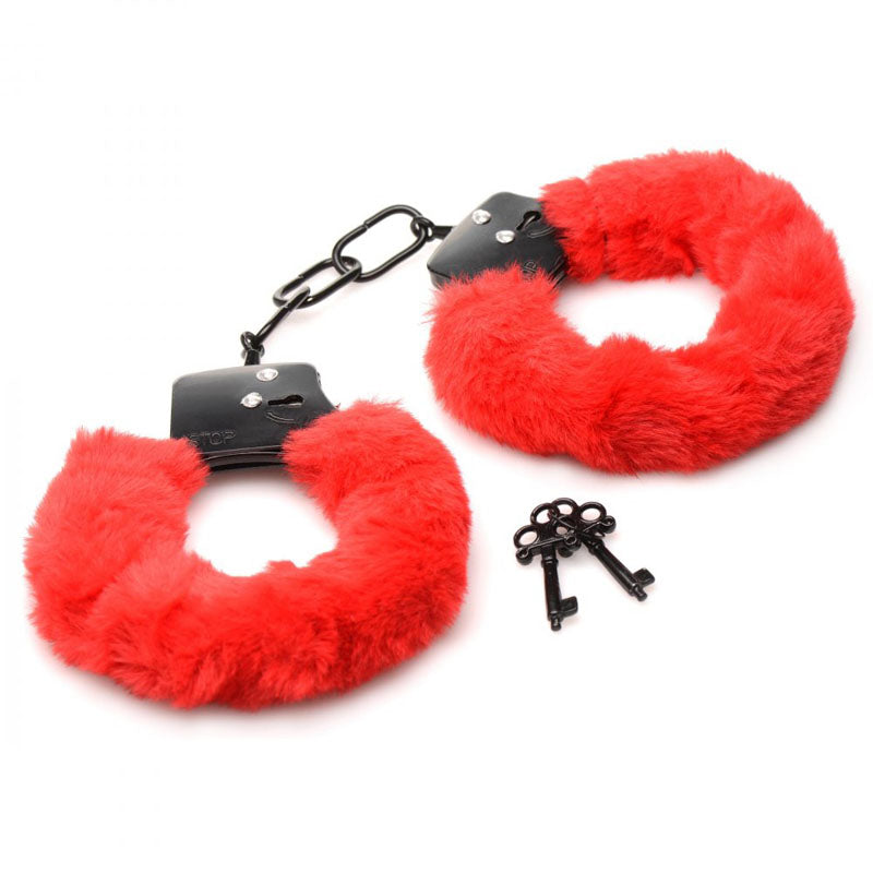 Master Series Cuffed in Red Fur Handcuffs