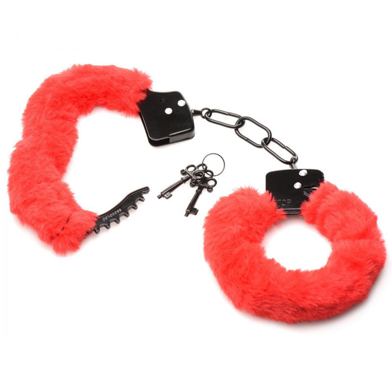 Master Series Cuffed in Red Fur Handcuffs