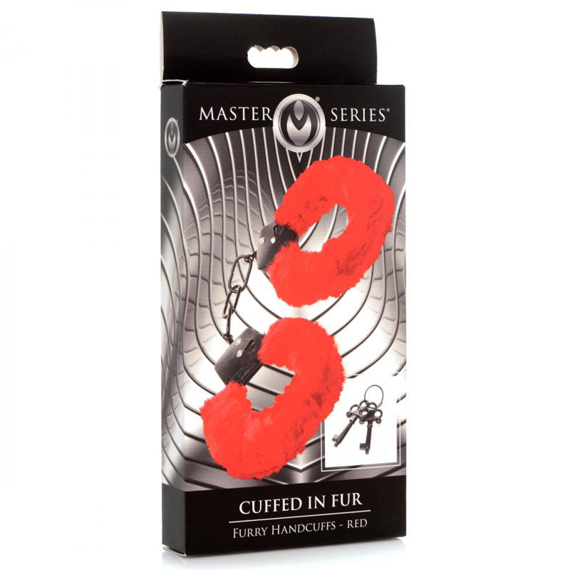 Master Series Cuffed in Red Fur Handcuffs