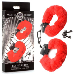 Master Series Cuffed in Red Fur Handcuffs