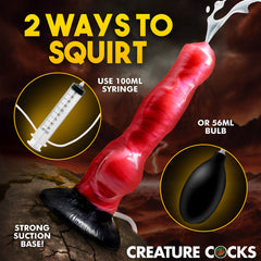 Creature Cocks Hell Hound Squirting Silicone Dildo - Red/Black 19.8 cm Squirting Canine Fantasy Dildo