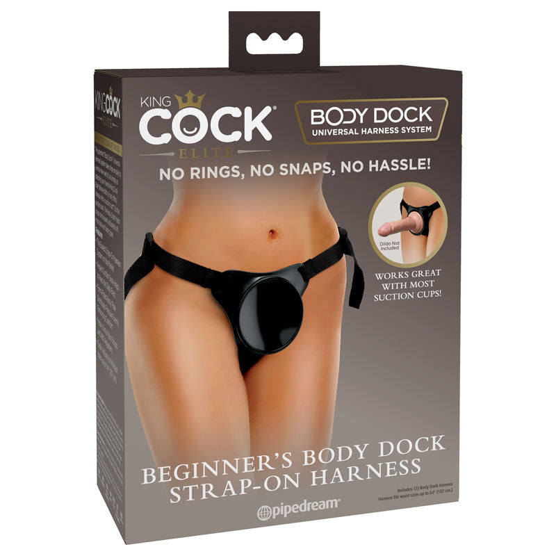 King Cock Elite Beginner's Body Dock Strap-On Harness Adjustable  - Black