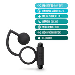 Anal Adventures Platinum Anal Ball Butt Plug & Vibrating Cock Ring