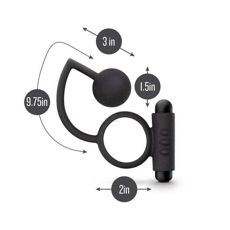 Anal Adventures Platinum Anal Ball Butt Plug & Vibrating Cock Ring