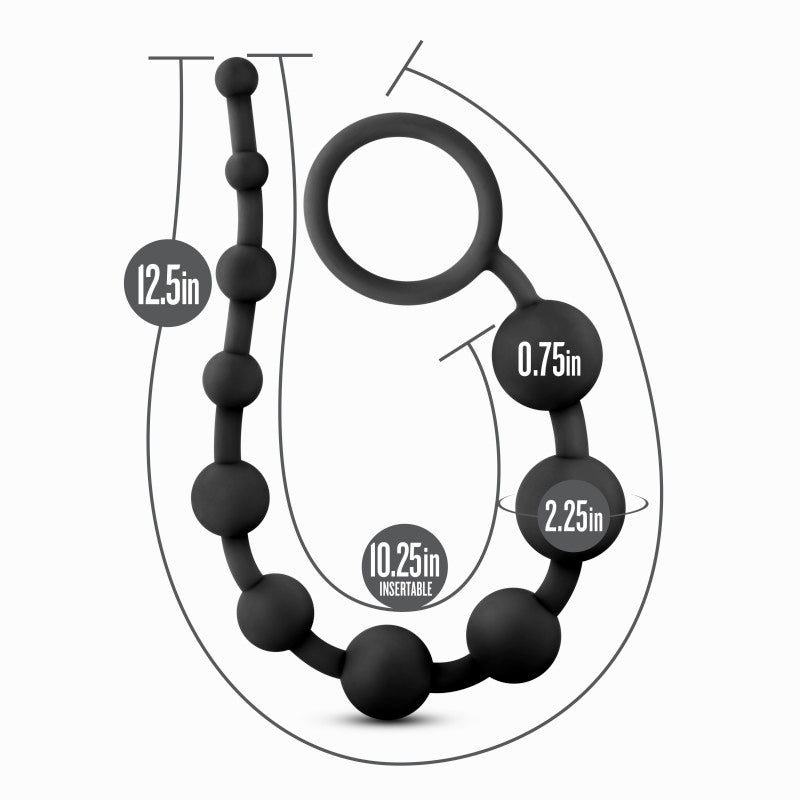Anal Adventures Platinum 10 Anal Beads - Black