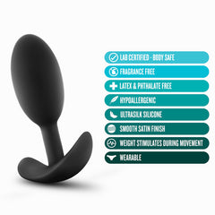 Anal Adventures Platinum Vibra Butt Plug Black Slim 3.8cm Width