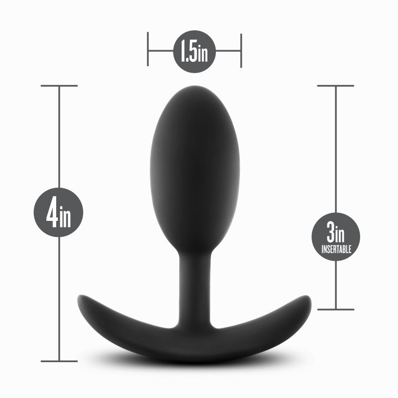 Anal Adventures Platinum Vibra Butt Plug Black Slim 3.8cm Width