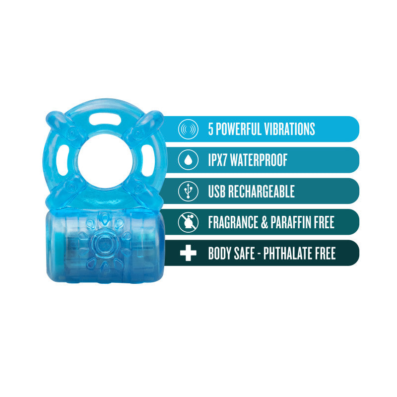 Stay Hard Rechargeable 5 Function Vibrating Cock Ring