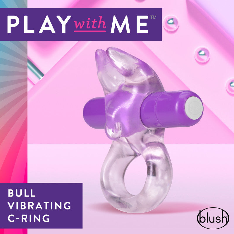 Play With Me Bull Vibrating C-Ring With Rabbit Ears Purple