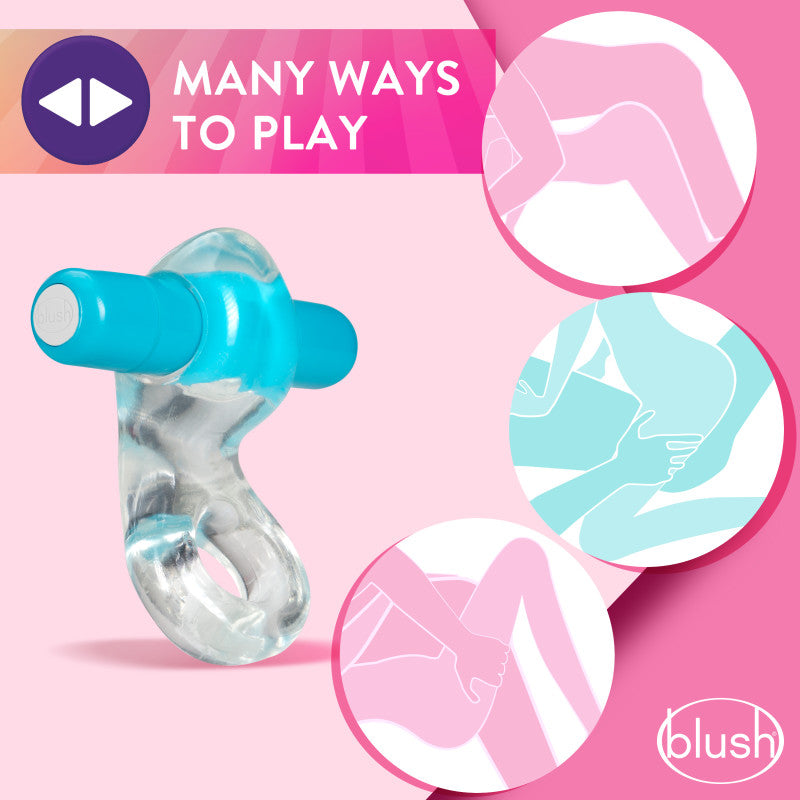 Play With Me Delight Vibrating Cock Ring Blue