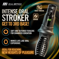 M For Men - 3rd Base - Black USB Rechargeable Vibrating & Rotating Auto Stroker